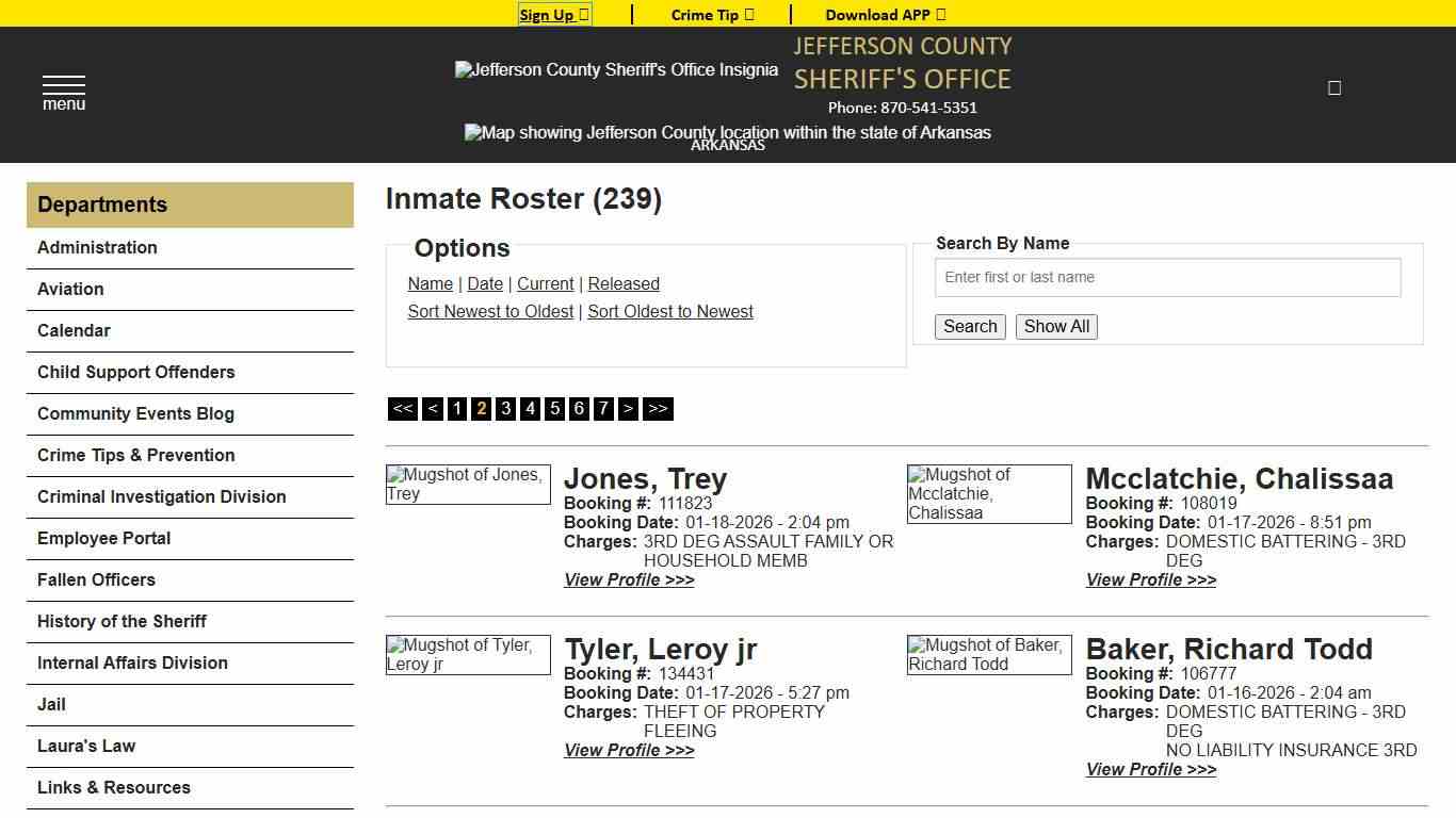 Inmate Roster - Page 2 Current Inmates Booking Date Descending - Jefferson County Sheriff AR