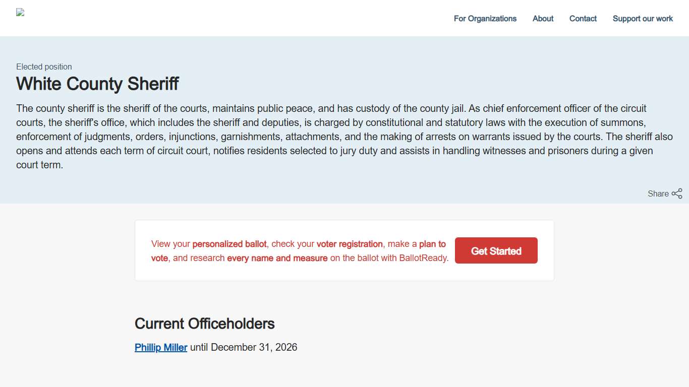 White County Sheriff - BallotReady