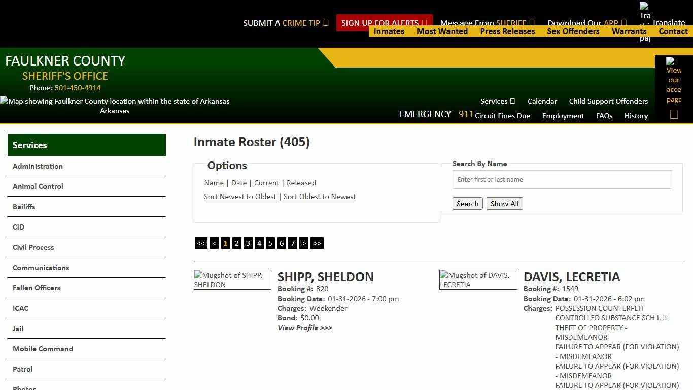 Inmate Roster - Current Inmates Booking Date Descending - Faulkner County Sheriff's Office